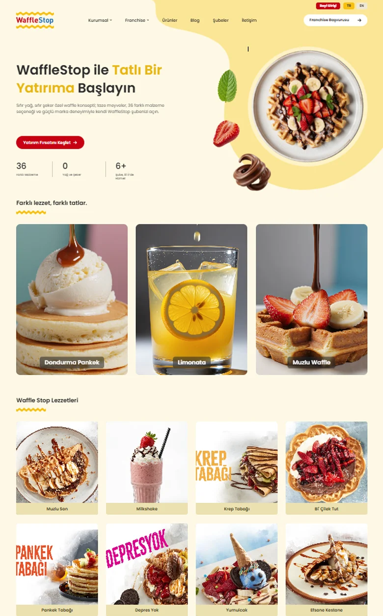 WaffleStop anasayfa tasarımı